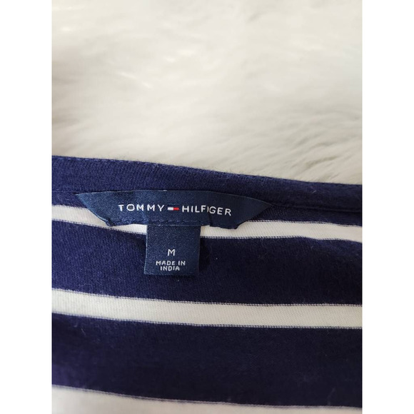 Tommy Hilfiger Womens Blouse Multicolor Striped 3/4 Sleeve V Neck Embroidered M - Picture 5 of 5